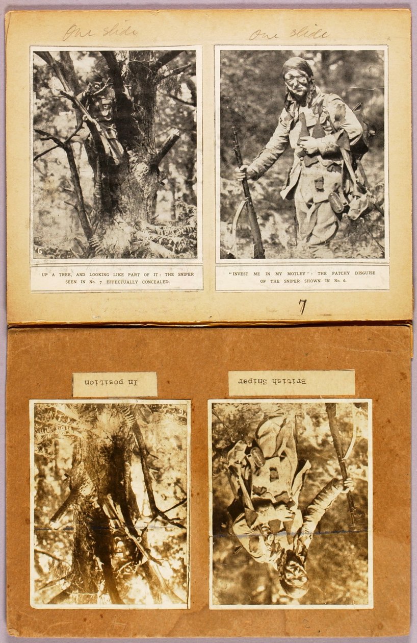 Britische Scharfschützen-Tarnung (frühe Bilder), Studienmappe für das Buch Concealing Coloration in the Animal Kingdom af Abbott Handerson Thayer