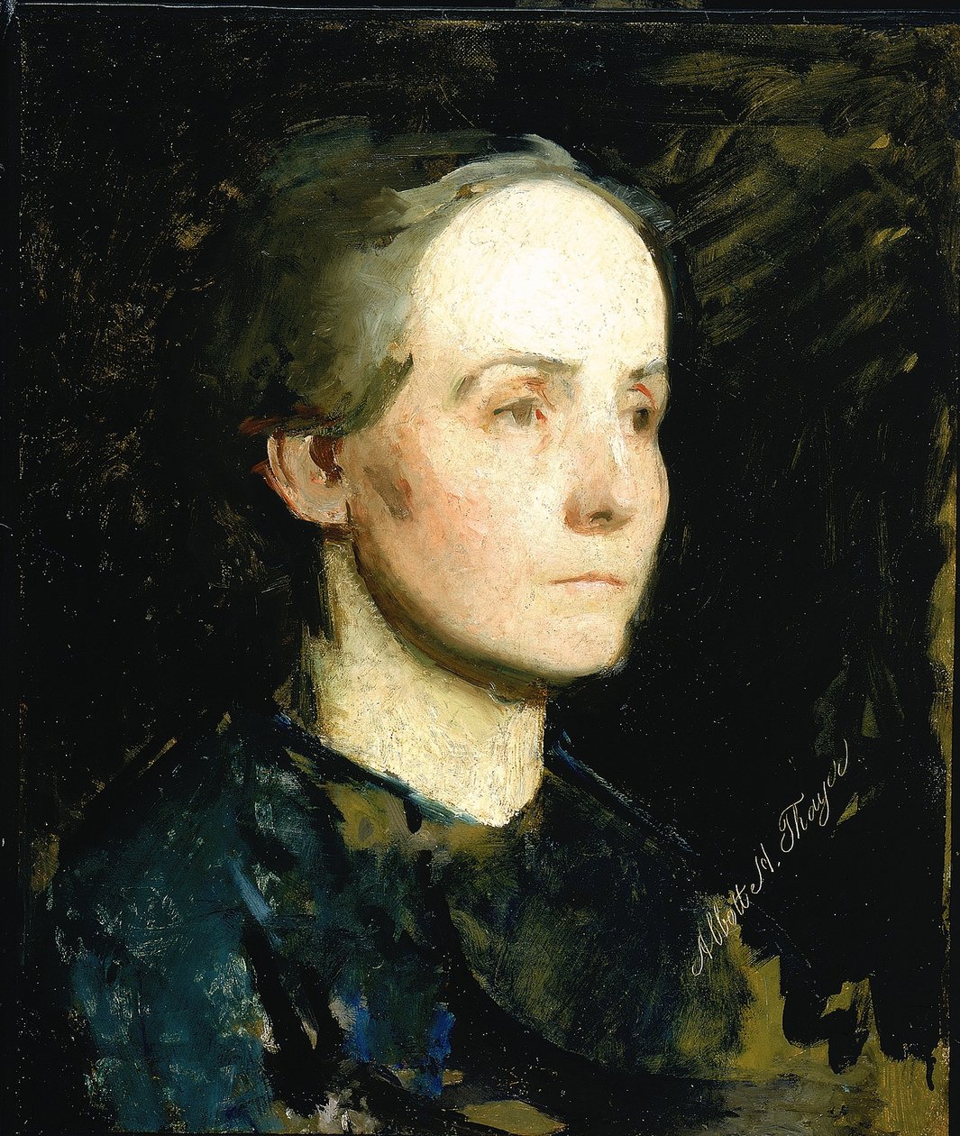 Portræt af en kvinde (Miss Gertrude Bloede) af Abbott Handerson Thayer