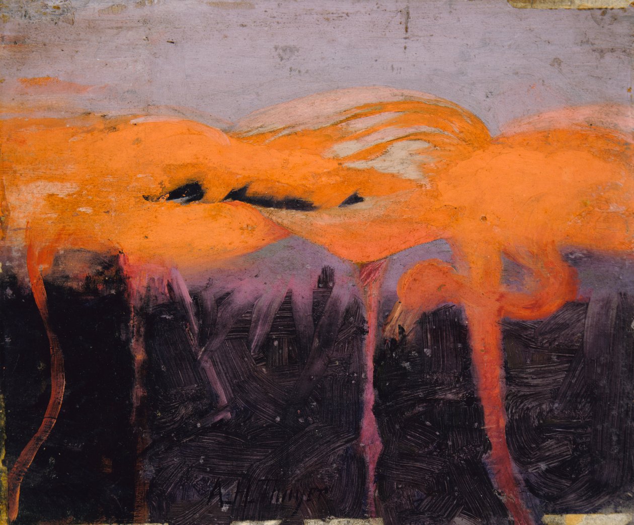 Red Flamingoes, studie til bogen Concealing Coloration in the Animal Kingdom, ca. 1905-1909. af Abbott Handerson Thayer