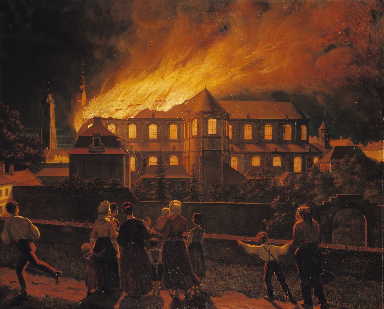 Brand ved Cambrai Cathedral, 9. september 1859 af Abel Berger