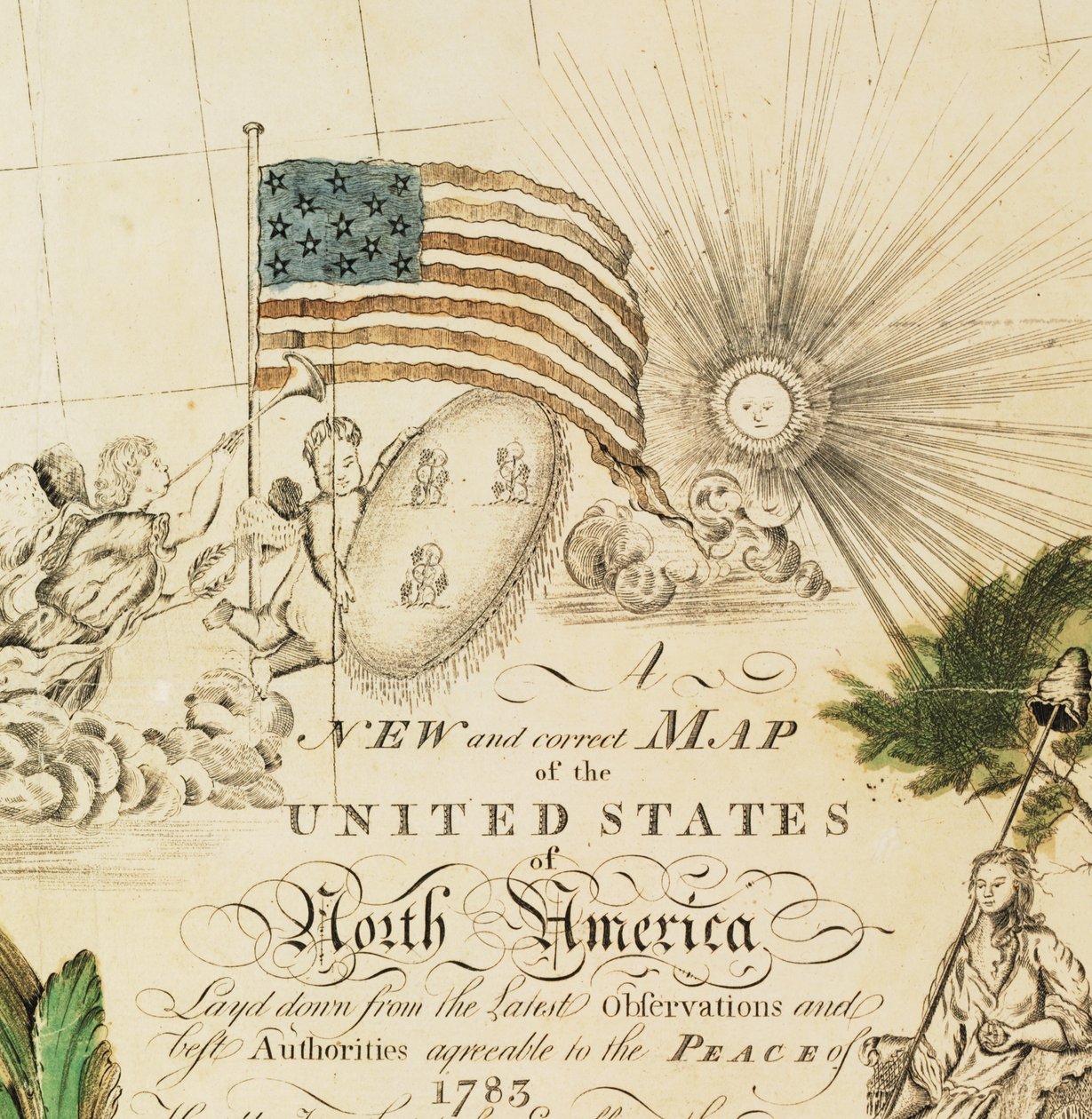 Amerikas første nationale kort, 1784 af Abel Buell