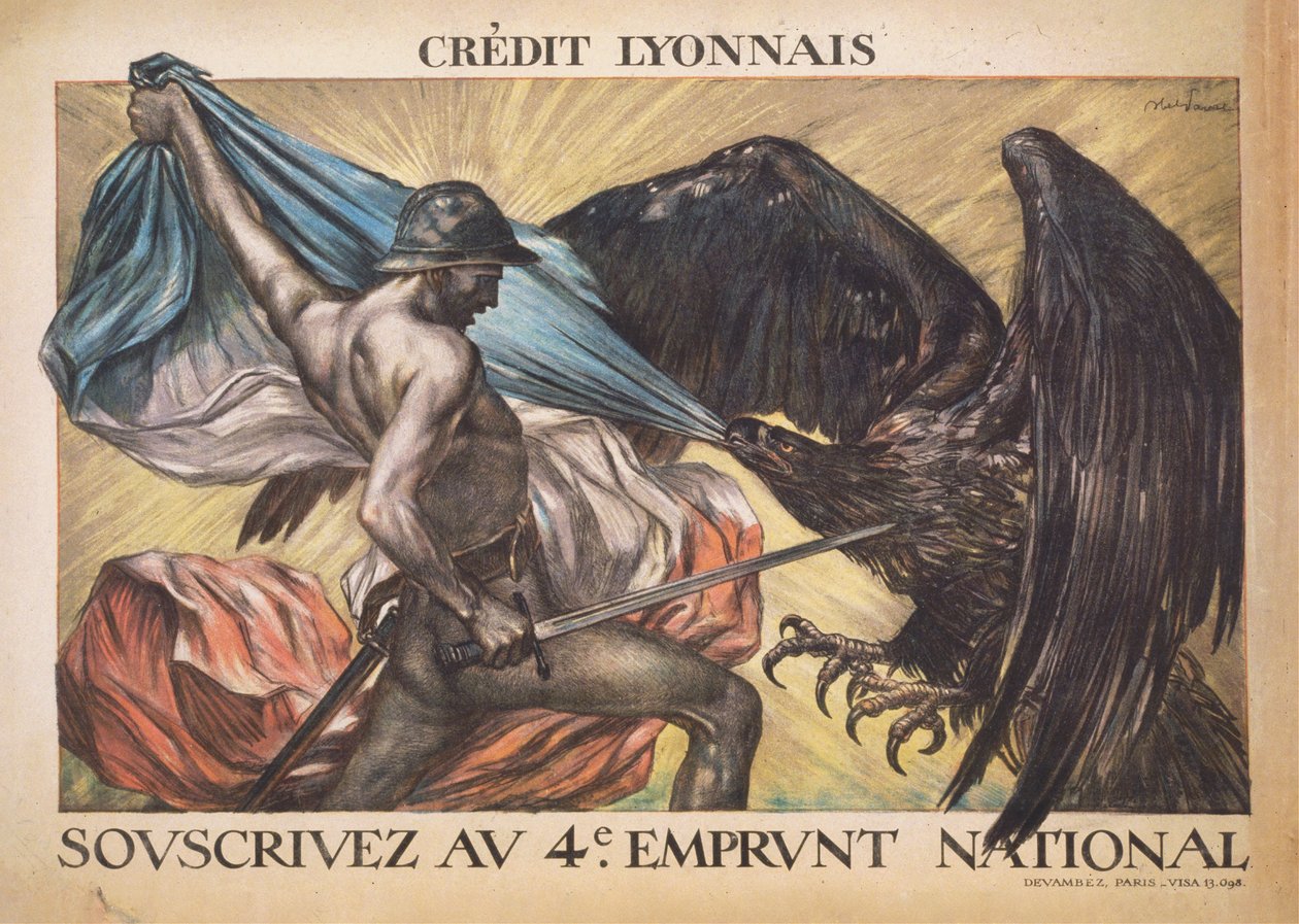 Kredit Lyonnais. Tegn på det 4. nationale lån, 1918. af Abel Faivre