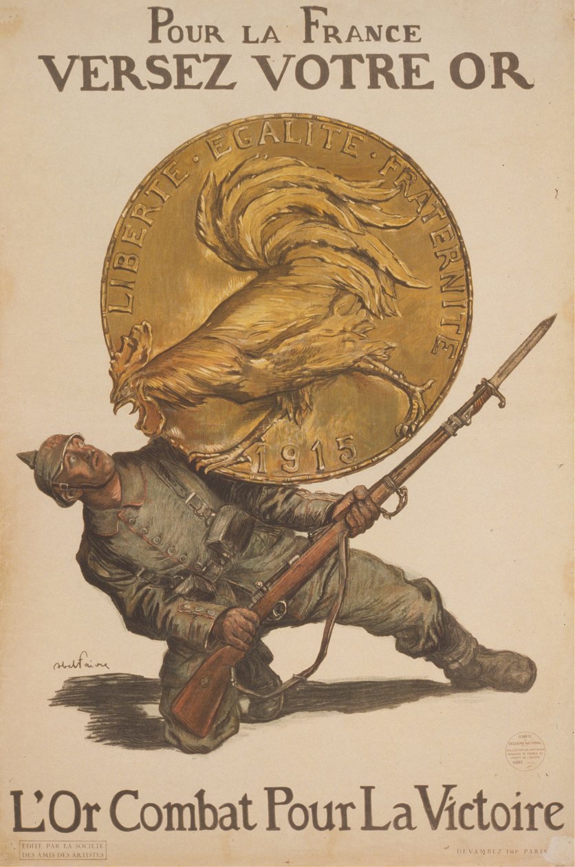 For Frankrig hæld dit guld. Guld kæmper for sejren, 1915. af Abel Faivre