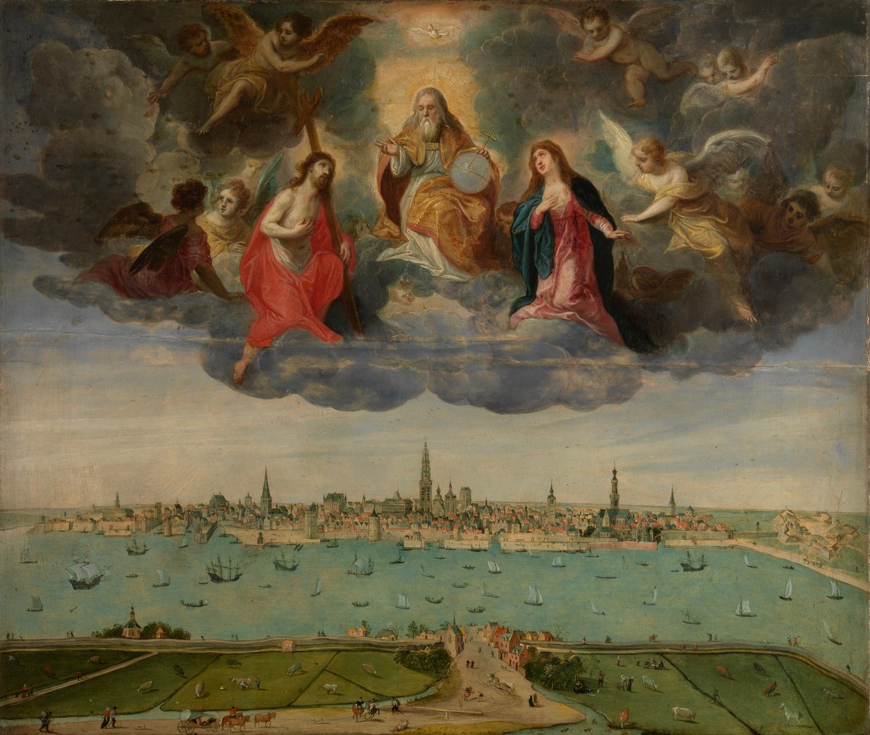 Antwerpen og Vlaams Hoofd i 1600, ca. 1600 (olie på panel) af Abel Grimmer or Grimer