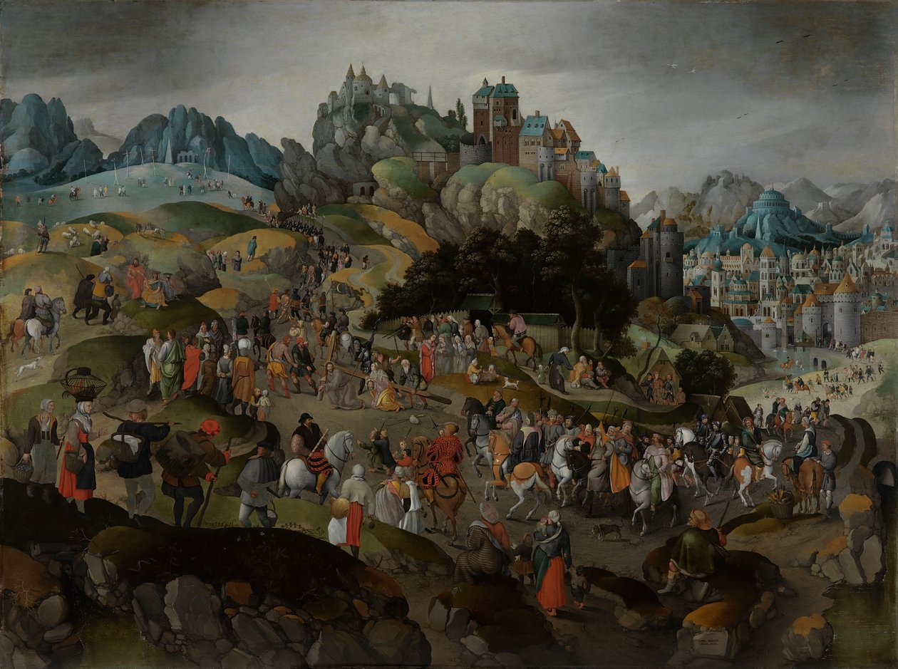 Kristus bærer korset af Abel Grimmer or Grimer