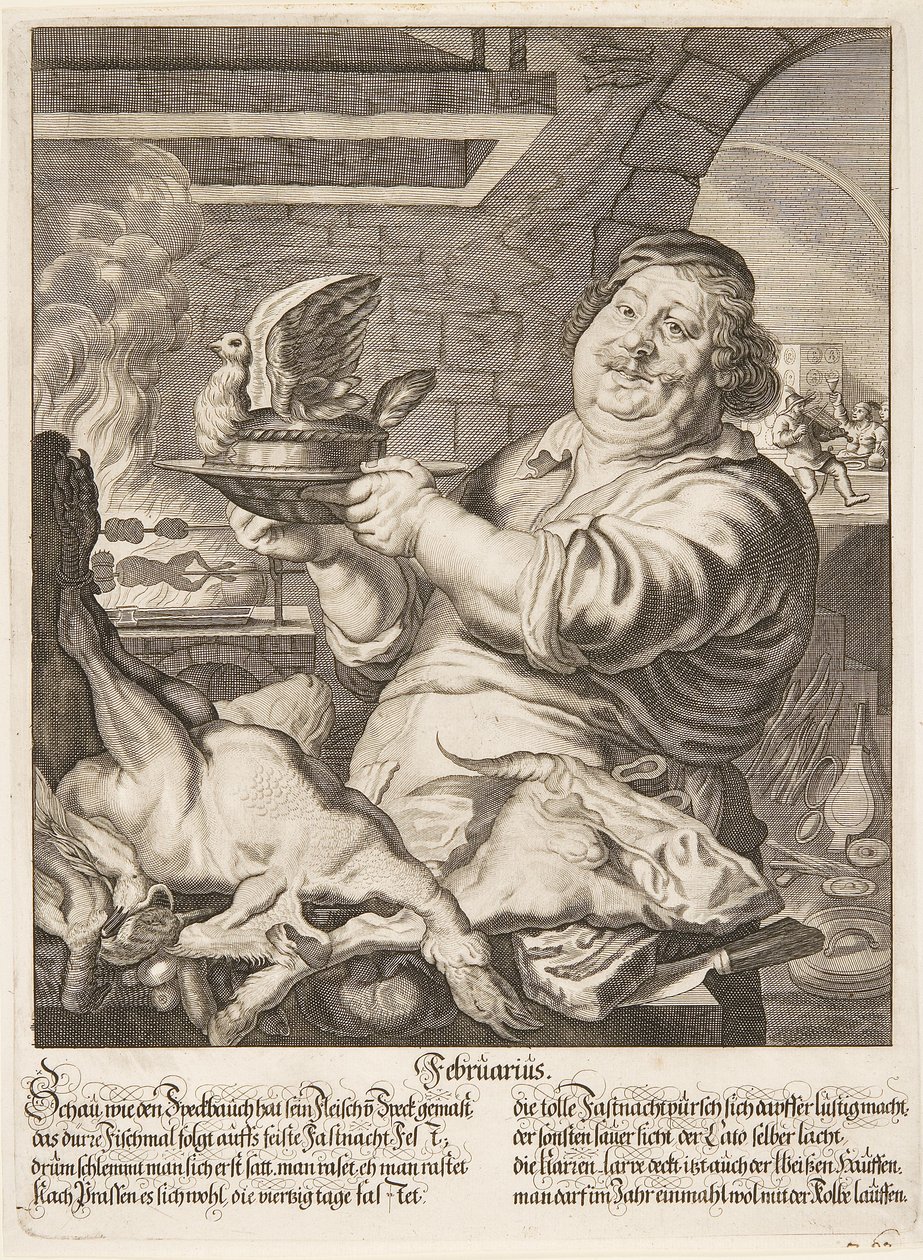 Kobberstik februar fra serien The Twelve Months of the Year af Abraham Aubry af Abraham Aubry