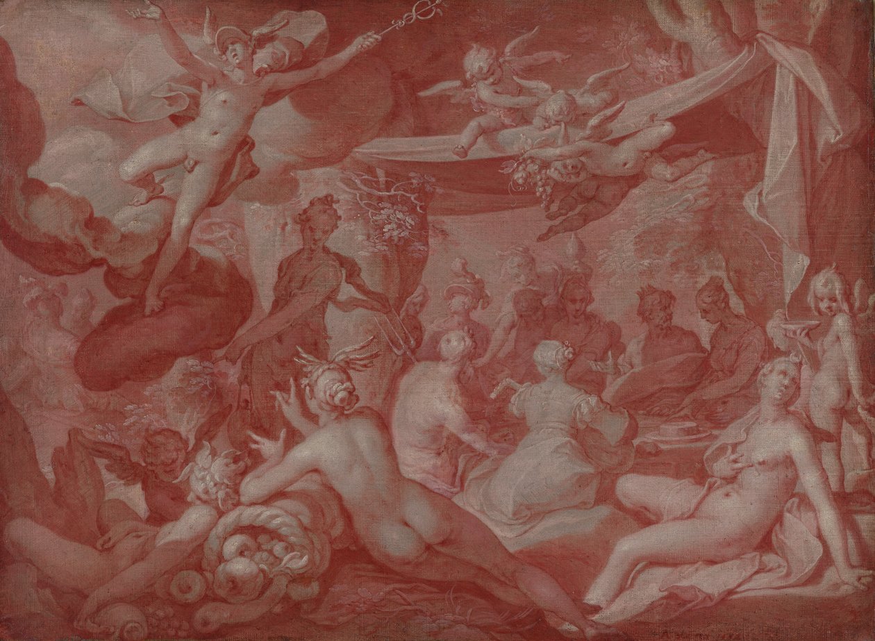 Gudernes måltid, muligvis måltidet ved brylluppet mellem Peleus og Thetis af Abraham Bloemaert