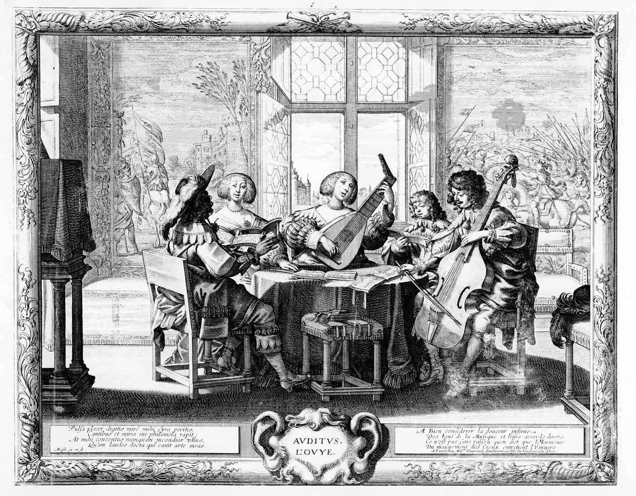 Musikensemblet med en lut af Abraham Bosse