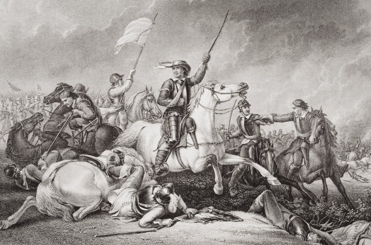 Cromwell leder en angreb efter at være blevet såret i sin højre arm i slaget ved Marston Moor, 2. juli 1644, fra 