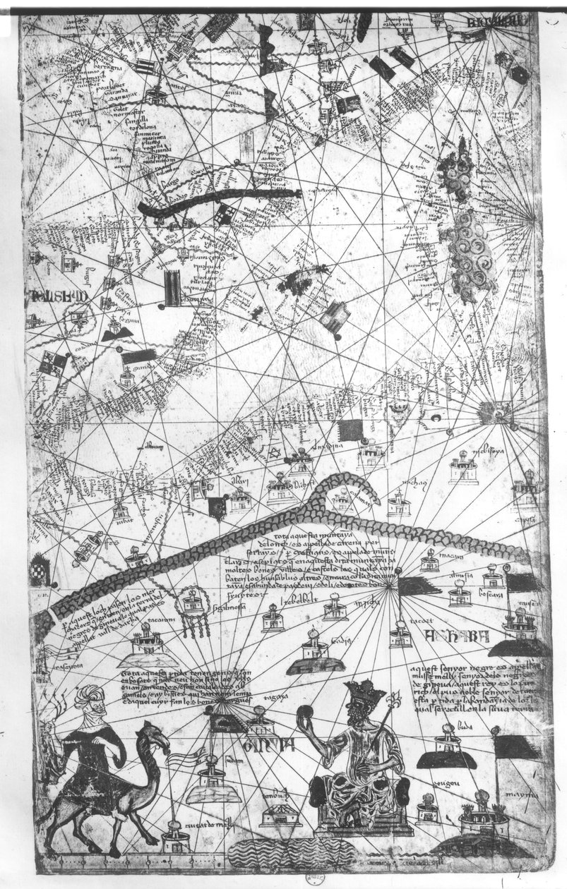 Udsnit fra det catalanske atlas, 1375 af Abraham Cresques