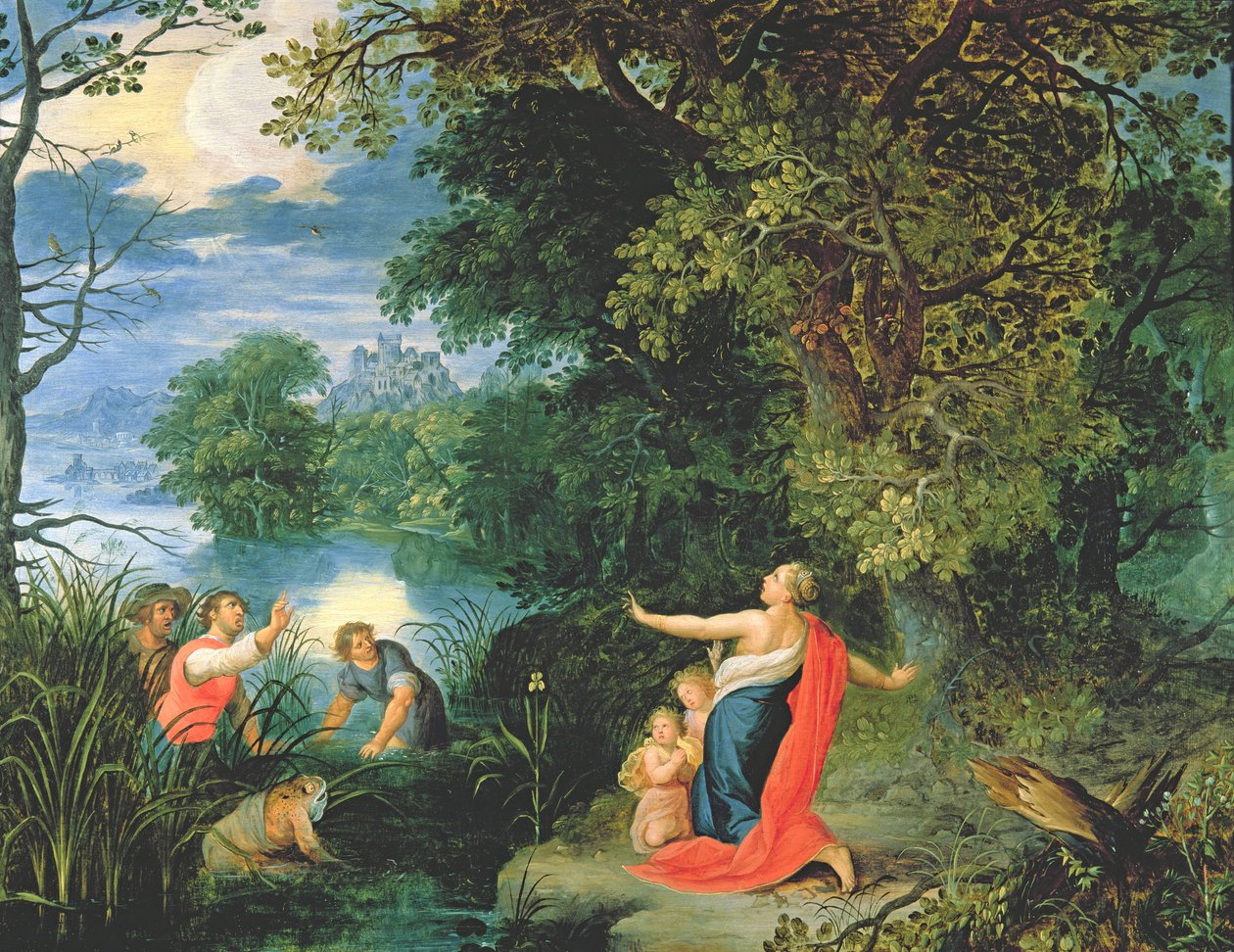 Latona og frøerne (olie på kobber) af Abraham Govaerts