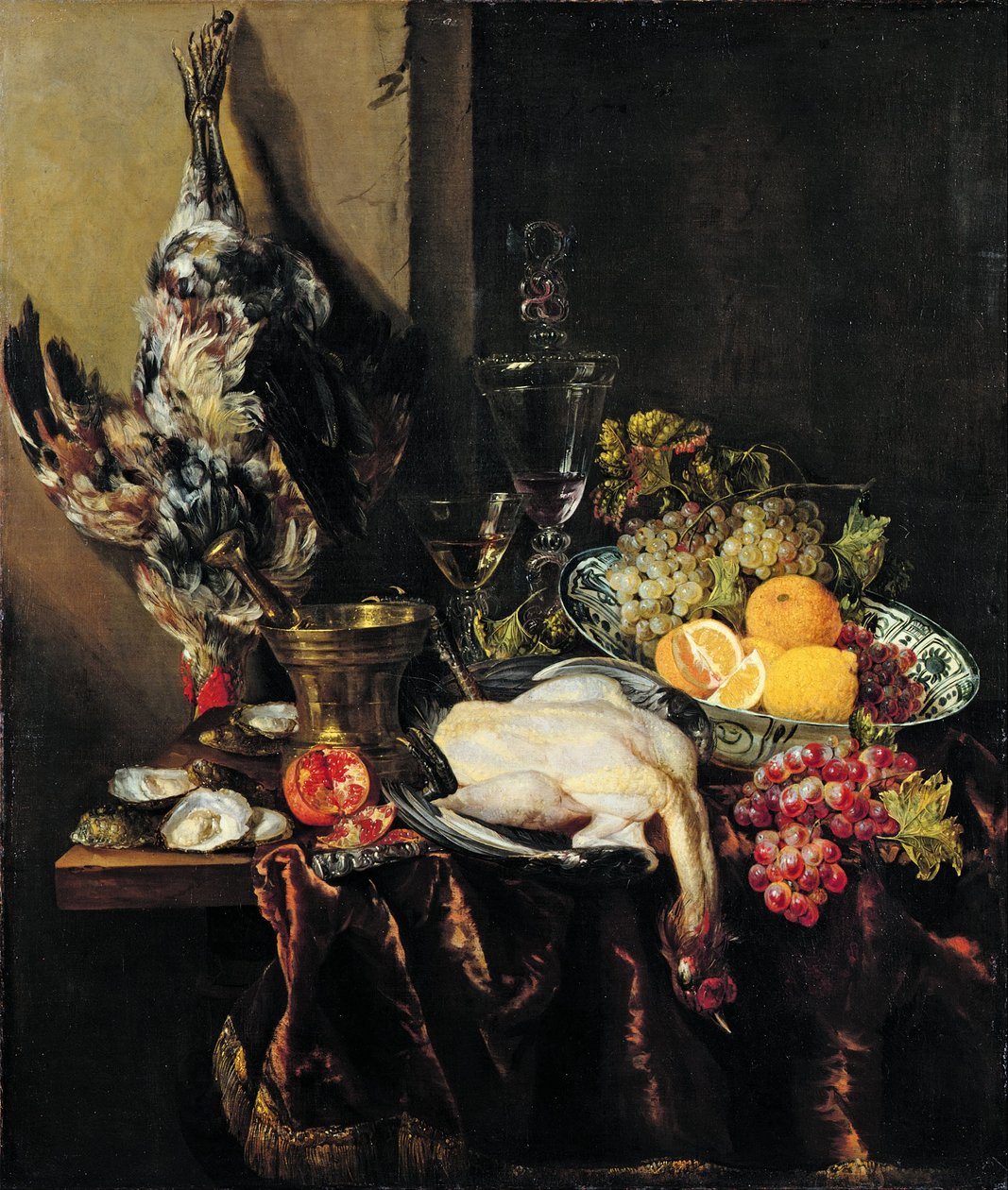 Pronkstilleven med Frugt og Høns af Abraham Hendricksz van Beyeren