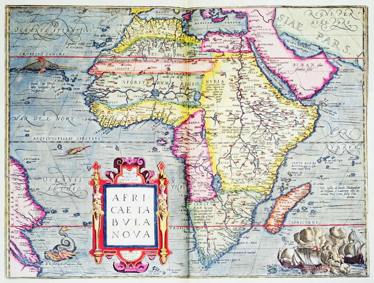Africae tabvla nova, 1570 (farvegravering) af Abraham Ortelius
