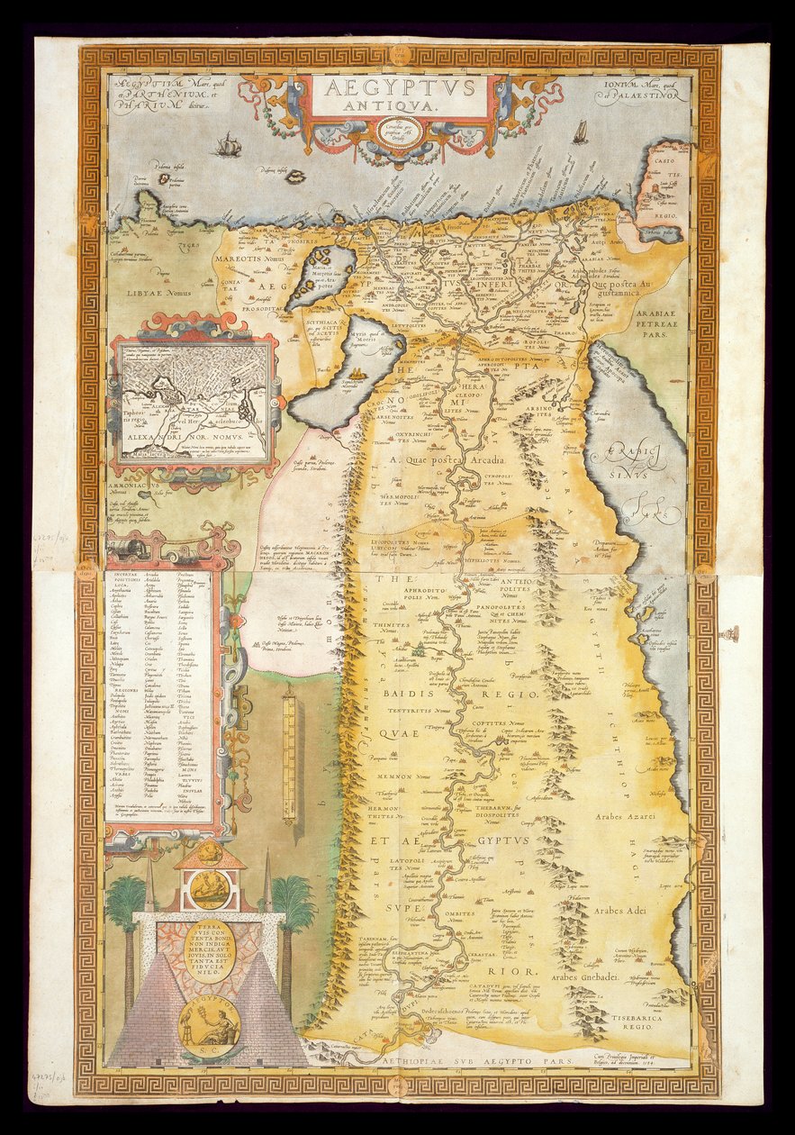 Kort over det gamle Egypten, 1584 af Abraham Ortelius