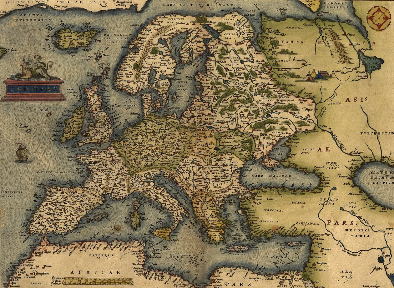 Kort over Europa af Abraham Ortelius