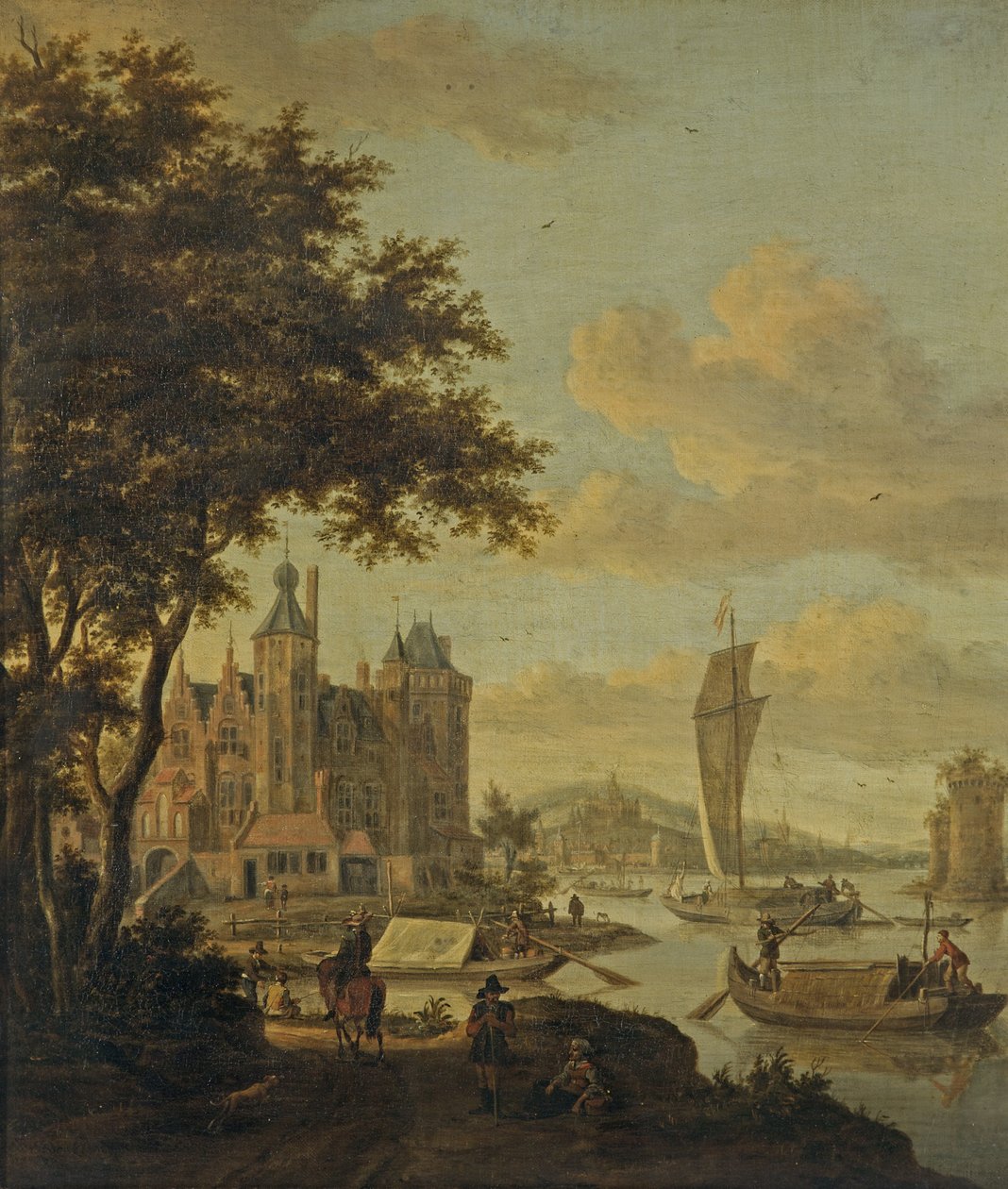 Hollandsk strandscene med forsendelse af Abraham Storck