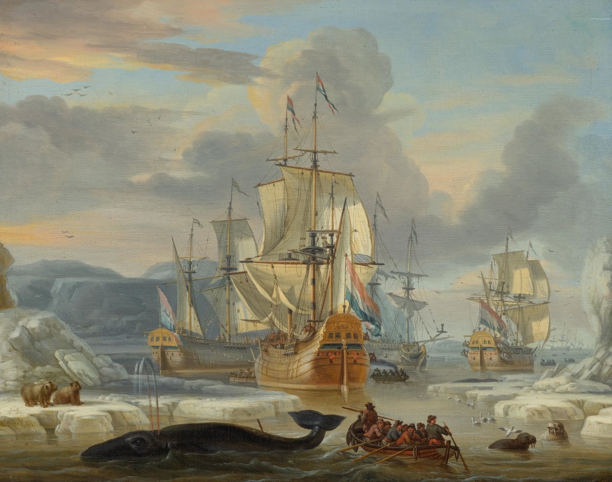 Hvalfangere i Ishavet af Abraham Storck