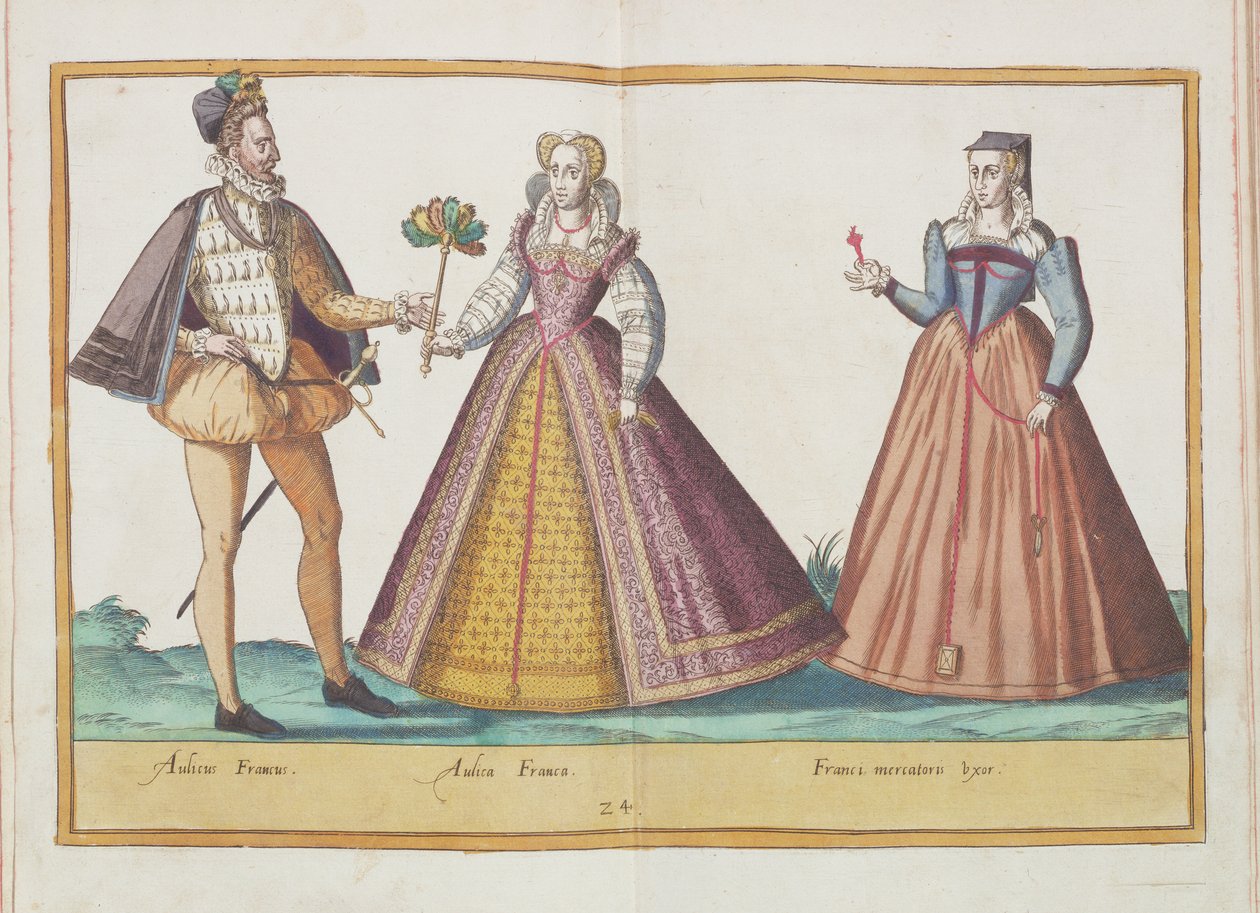 Kostumer fra det sekstende århundrede fra "Omnium Poene Gentium Imagines", udgivet i Köln 1577 (håndkoloreret stik) af Abraham de Bruyn
