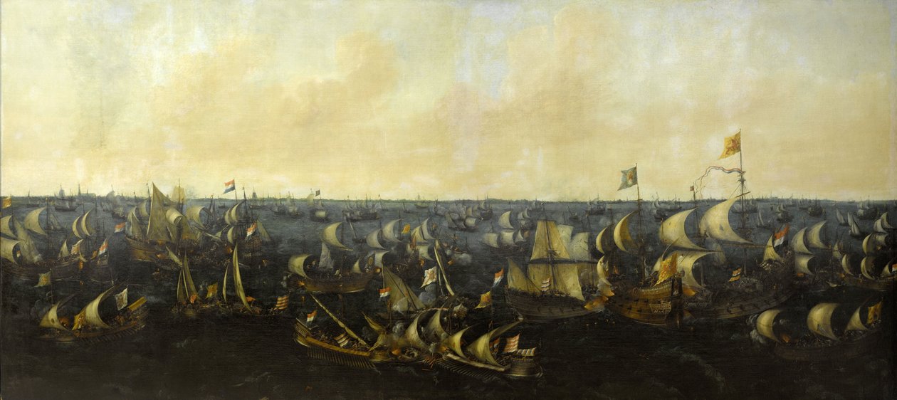 Slaget ved Zuiderzee af Abraham de Verwer  