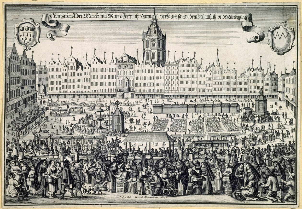 Det gamle marked i Köln, ca. 1660 af Abraham Aubry