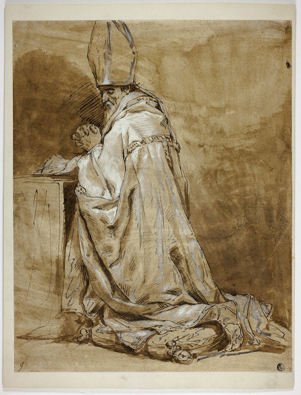 Biskop knælende i bøn af Abraham Bloemaert