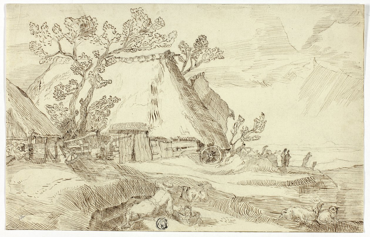 Gård under stråtag af Abraham Bloemaert