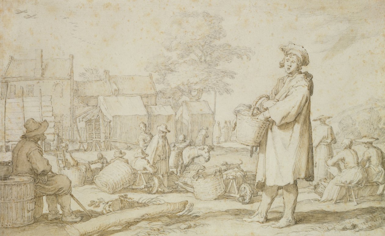 Markedsscene (pen og blæk på papir) af Abraham Bloemaert