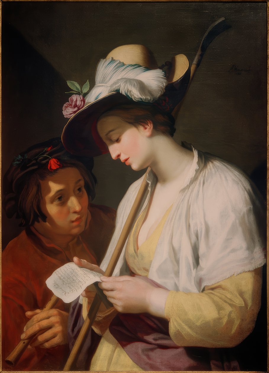Hyrdinde med et digt af Abraham Bloemaert