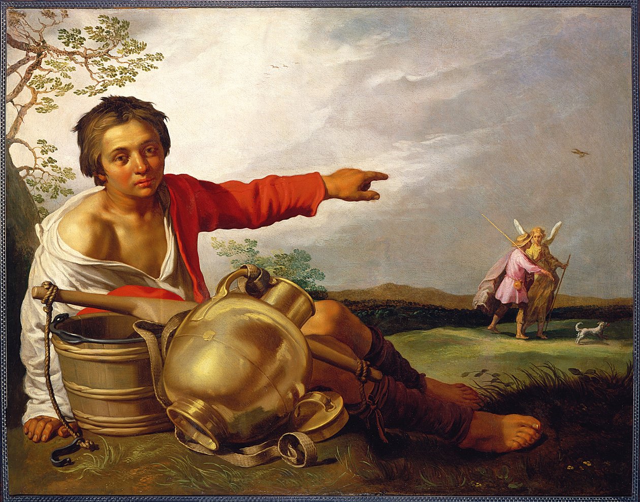 Hyrdedreng peger på Tobias og englen, ca. 1625-30 (olie på lærred) af Abraham Bloemaert