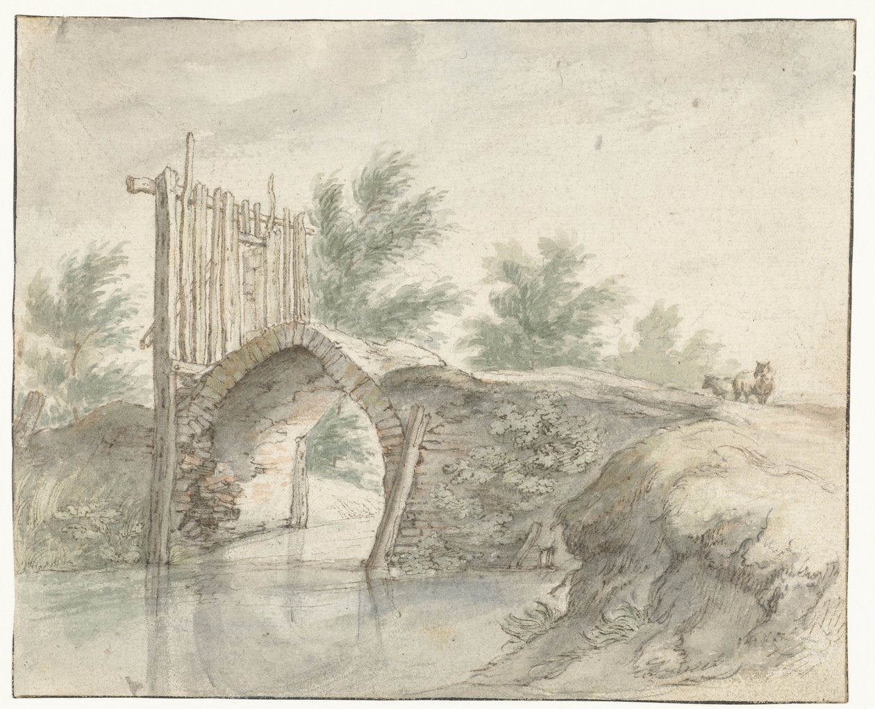 Stenbro med et plankeværk af Abraham Bloemaert
