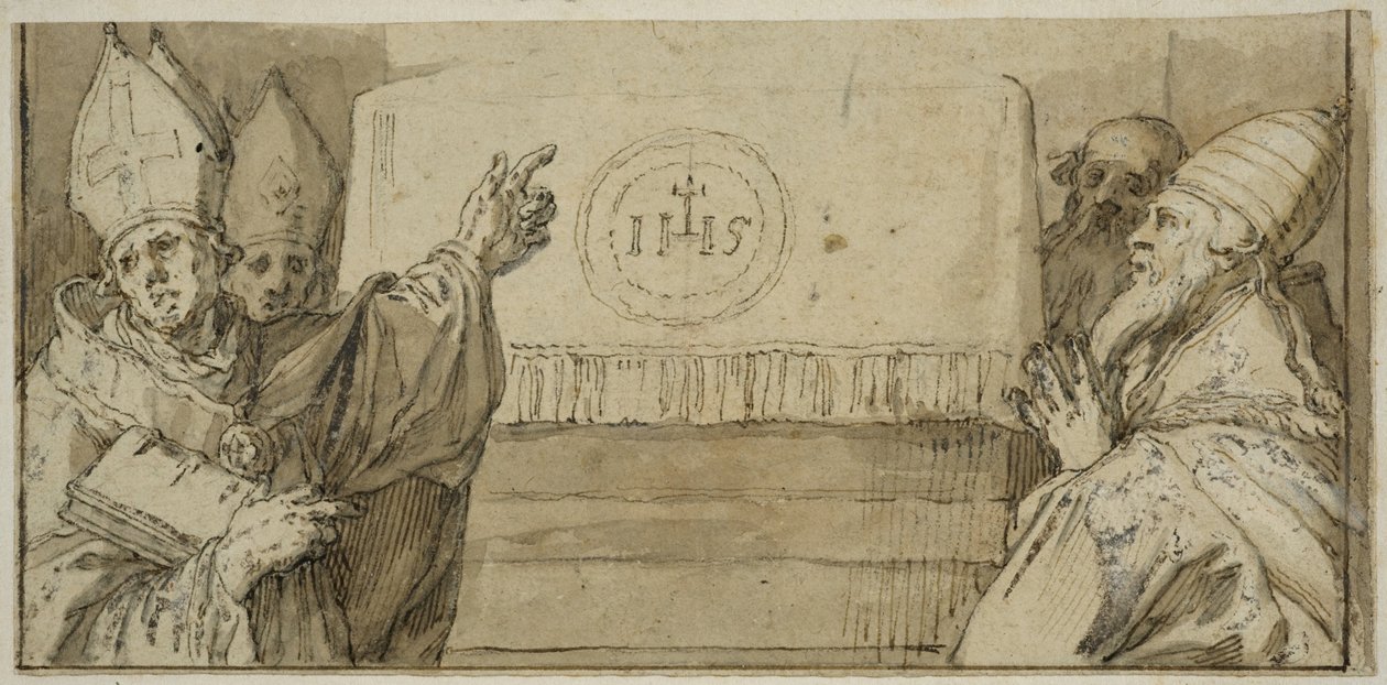 De fire latinske kirkefædre foran et alter af Abraham Bloemaert
