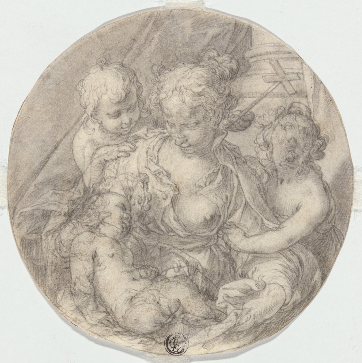 Madonnaen med Kristusbarnet, med spædbarnet Johannes Døberen og et andet barn (Caritas) af Abraham Bloemaert