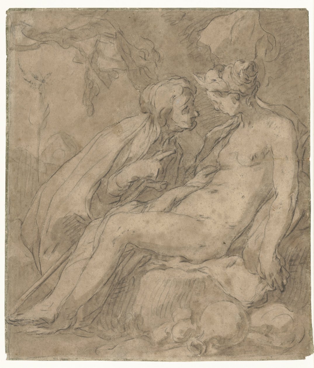 Vertumnus en Pomona (?) af Abraham Bloemaert