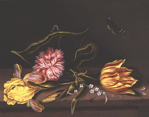 Stilleben af blomster på et bord, af Abraham Bosschaert