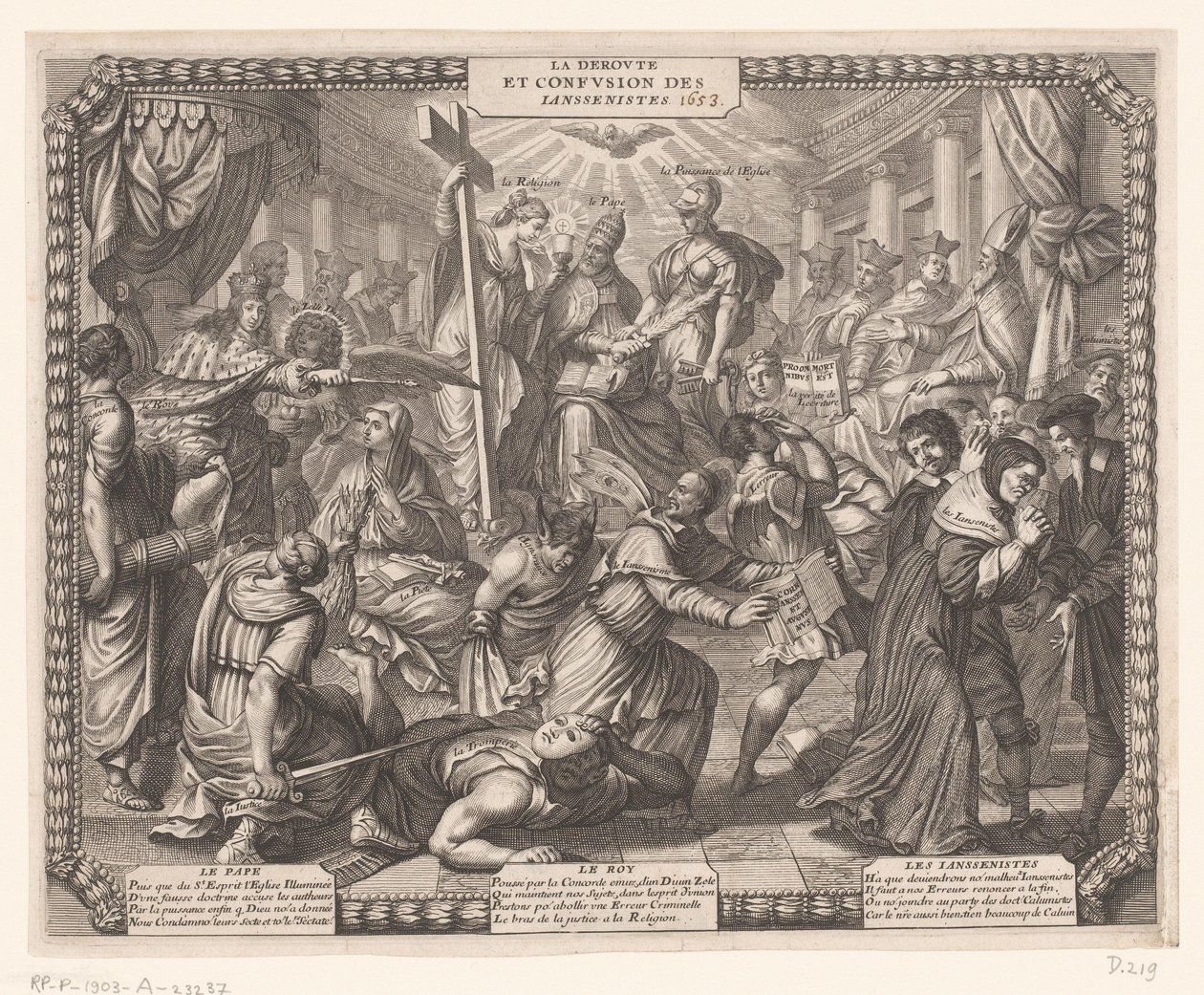 Jansenisternes tilbagetog La Deroute et Confusion des Iansenistes. (titel på objekt) af Abraham Bosse