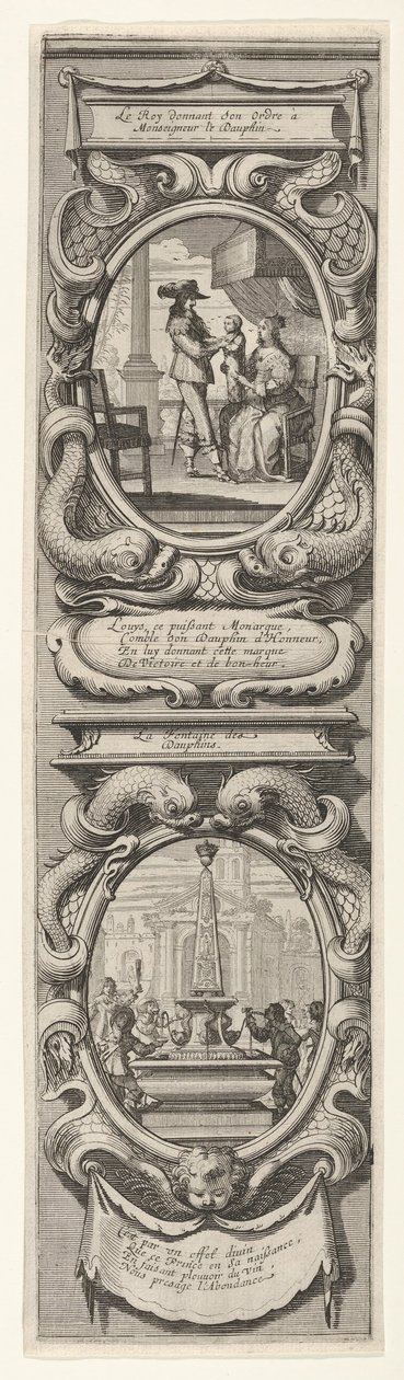 Allegorier til ære for Dauphinens fødsel, ca. 1638. af Abraham Bosse