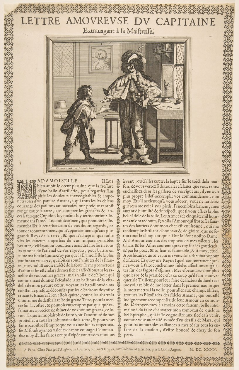 Kaptajnens kærlighedsbrev, ca. 1636. af Abraham Bosse