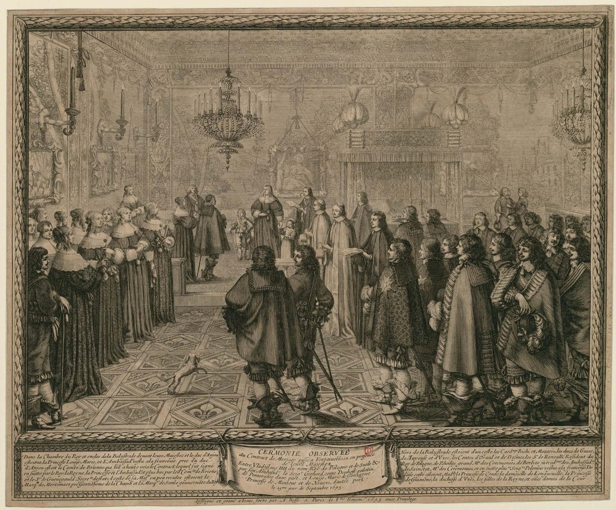 Ceremoni ved den ægteskabskontrakt, der blev indgået i Fontainebleau i deres majestæters nærvær mellem Vladislav 4., konge af Polen og Sverige [...] af Abraham Bosse