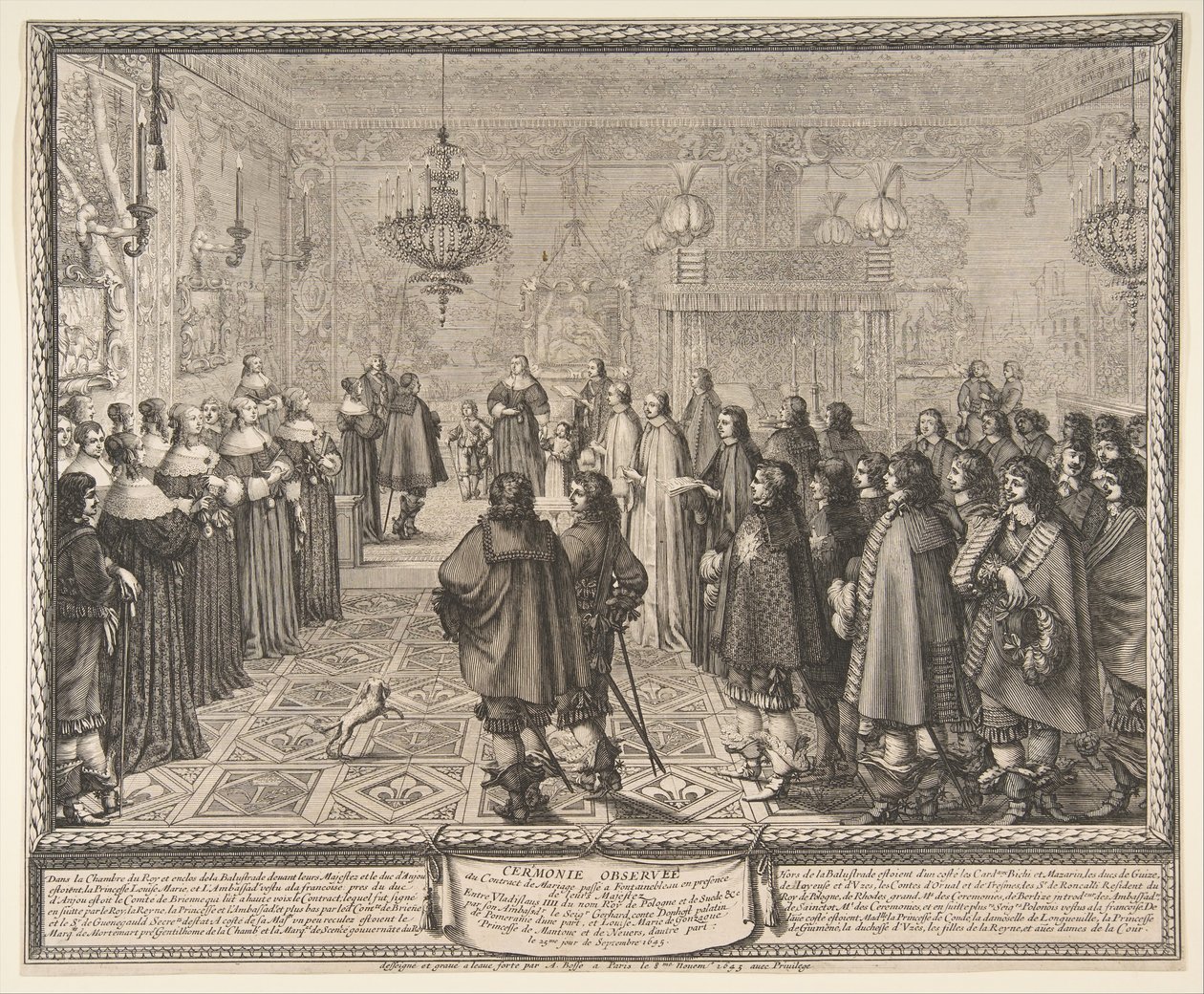 Ceremoni for ægteskabskontrakten mellem Wladyslaw IV, konge af Polen, og Marie Louis..., 1645. af Abraham Bosse