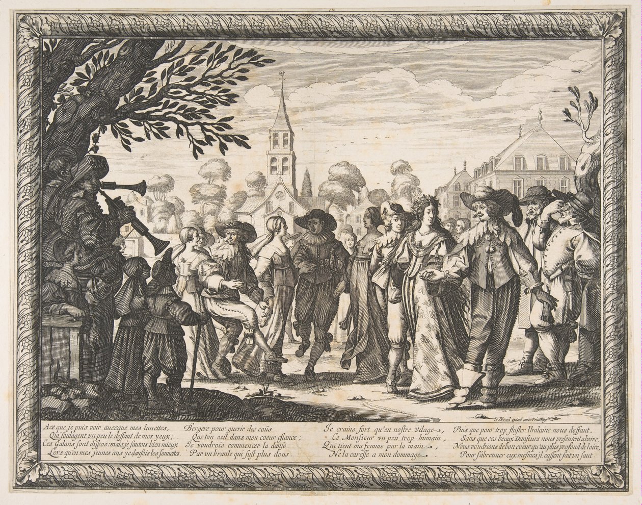 Dans på landsbypladsen, ca. 1633. af Abraham Bosse