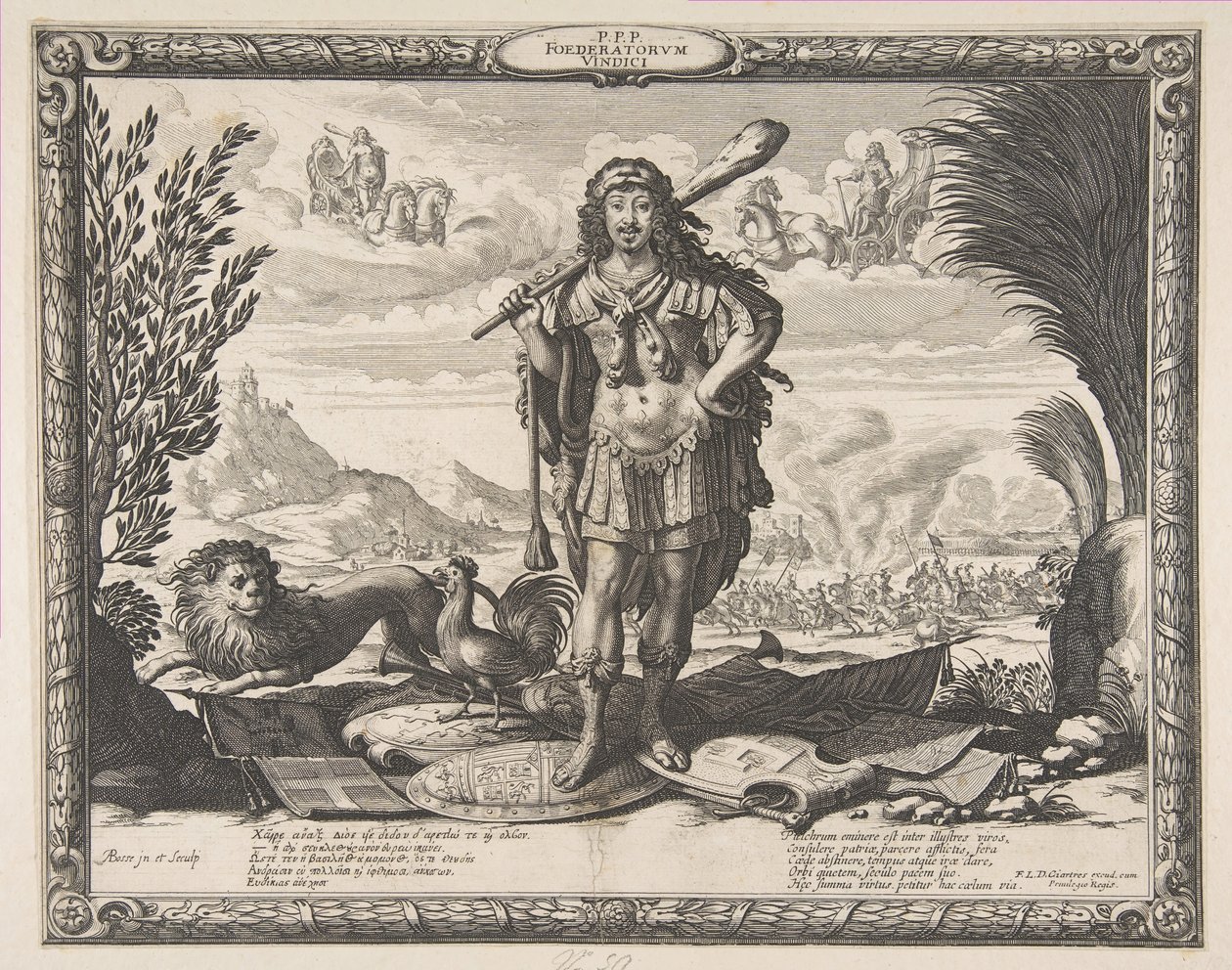 Krigserklæring mod Spanien af Ludvig XIII: Kongen som Herkules, ca. 1635. af Abraham Bosse