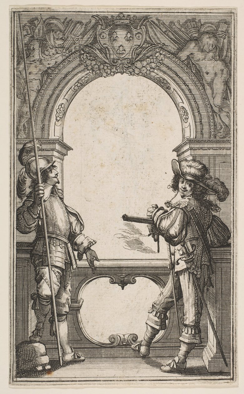 Frontispice til de franske garder, 1632. af Abraham Bosse