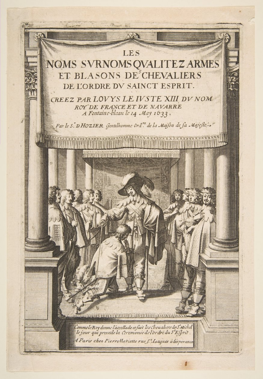Frontispice til Pierre dHoziers Riddernes navne, øgenavne, kvalitet, våben og våbenskjolde..., 1634. af Abraham Bosse