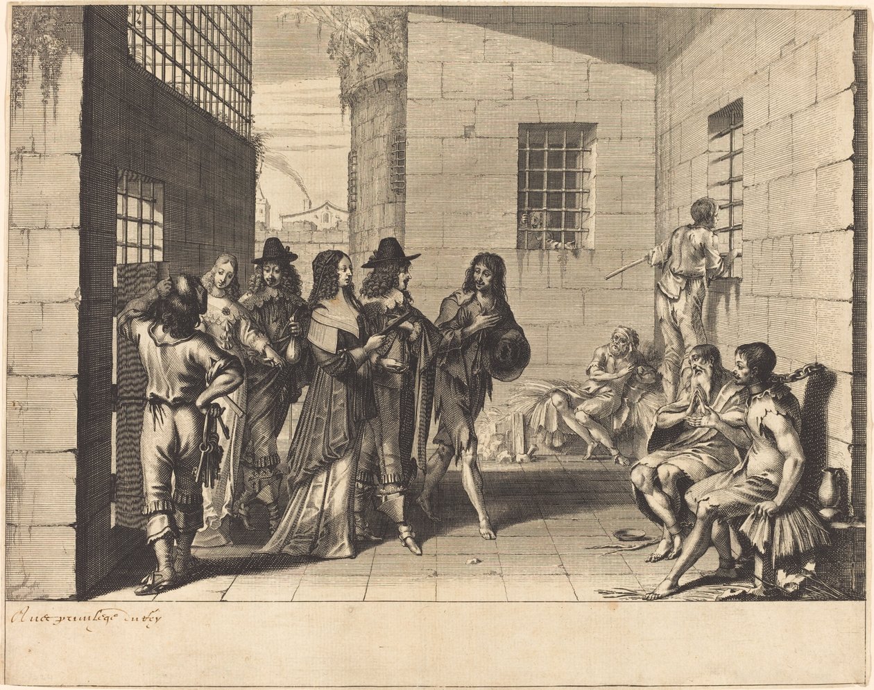 Gentry besøger et fængsel af Abraham Bosse