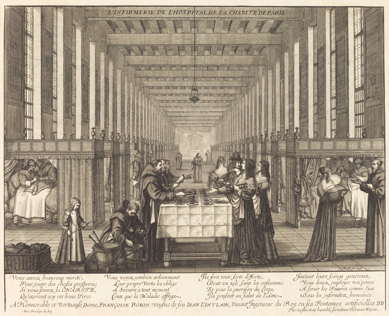 Infirmary of Hospital de la Charité de Paris af Abraham Bosse