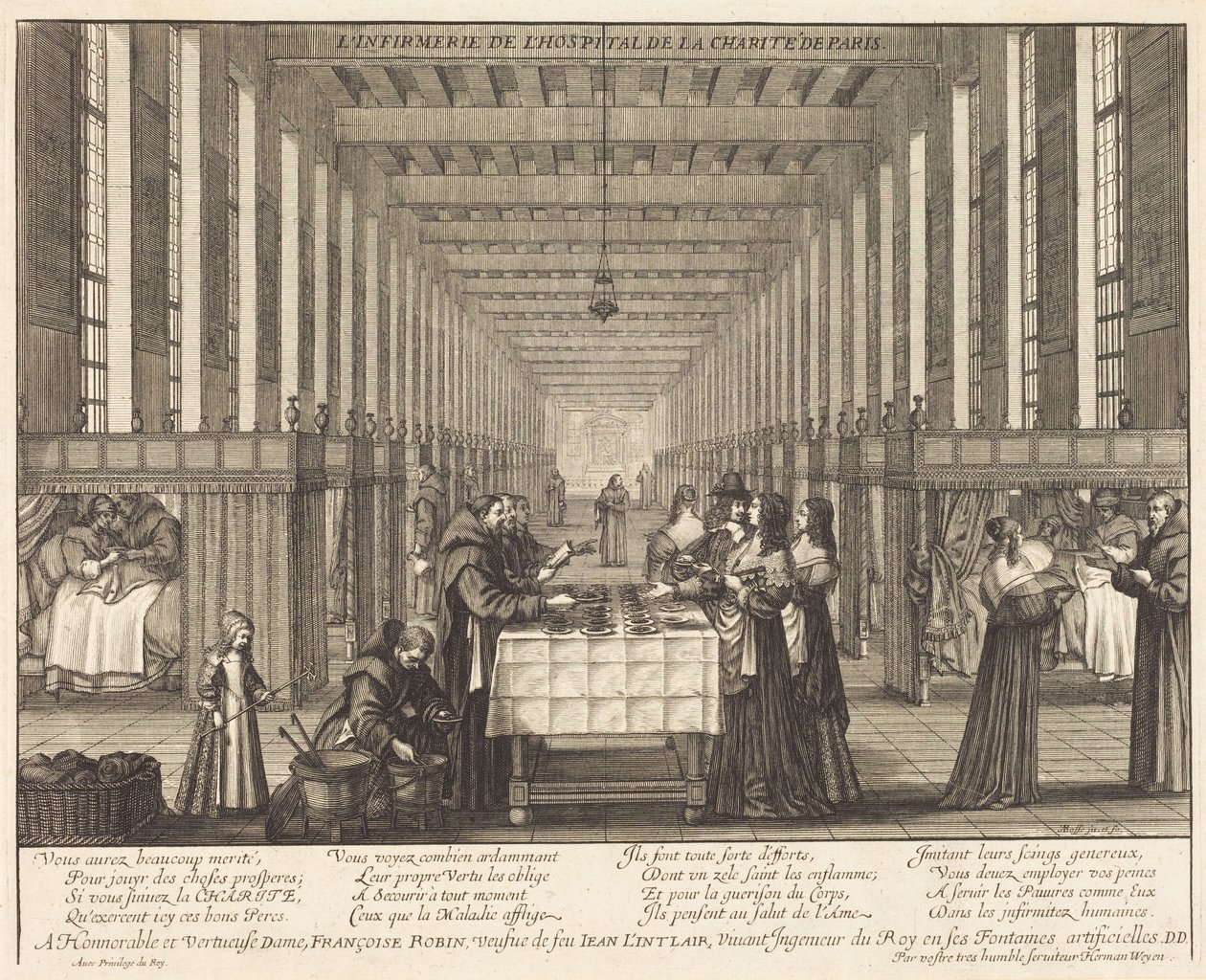 Sygeafdelingen på Hôpital de la Charité i Paris af Abraham Bosse