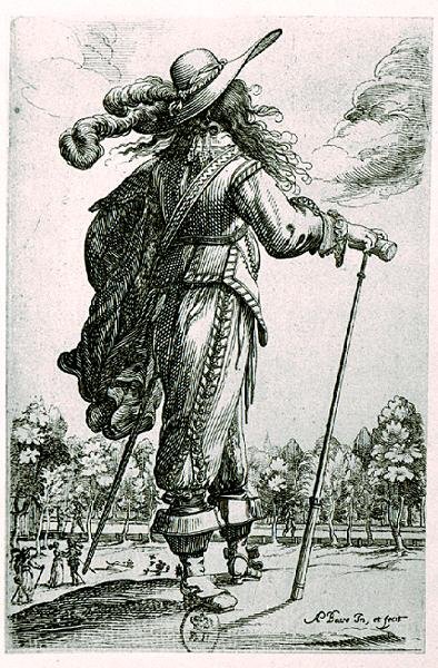 Mandlig kostume illustration (gravering) (s/h foto) af Abraham Bosse