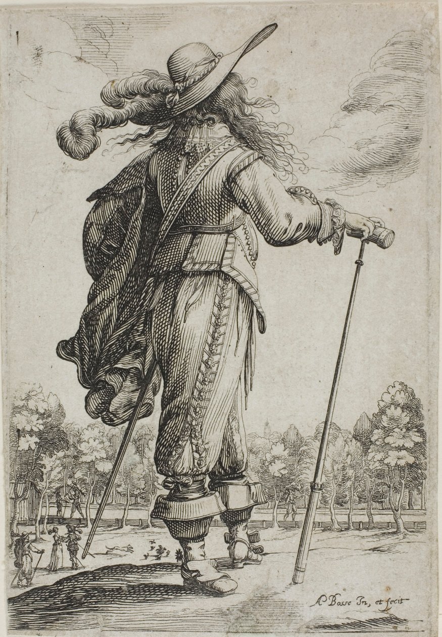 Mand med stok, set bagfra, fra Den franske adelshave af Abraham Bosse