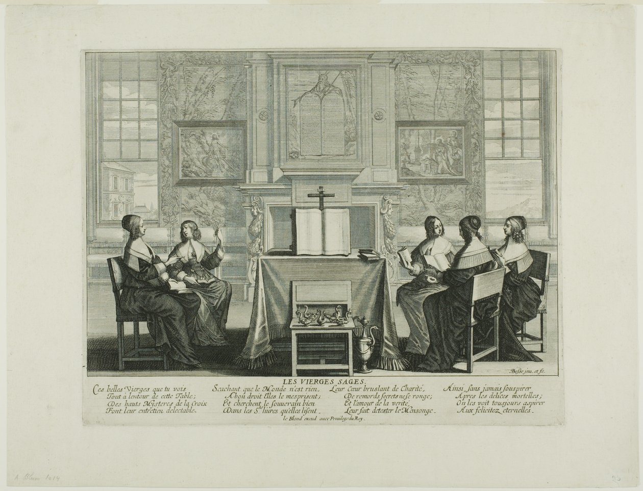Planche 1, fra De kloge og de tåbelige jomfruer, planche 1 af Abraham Bosse