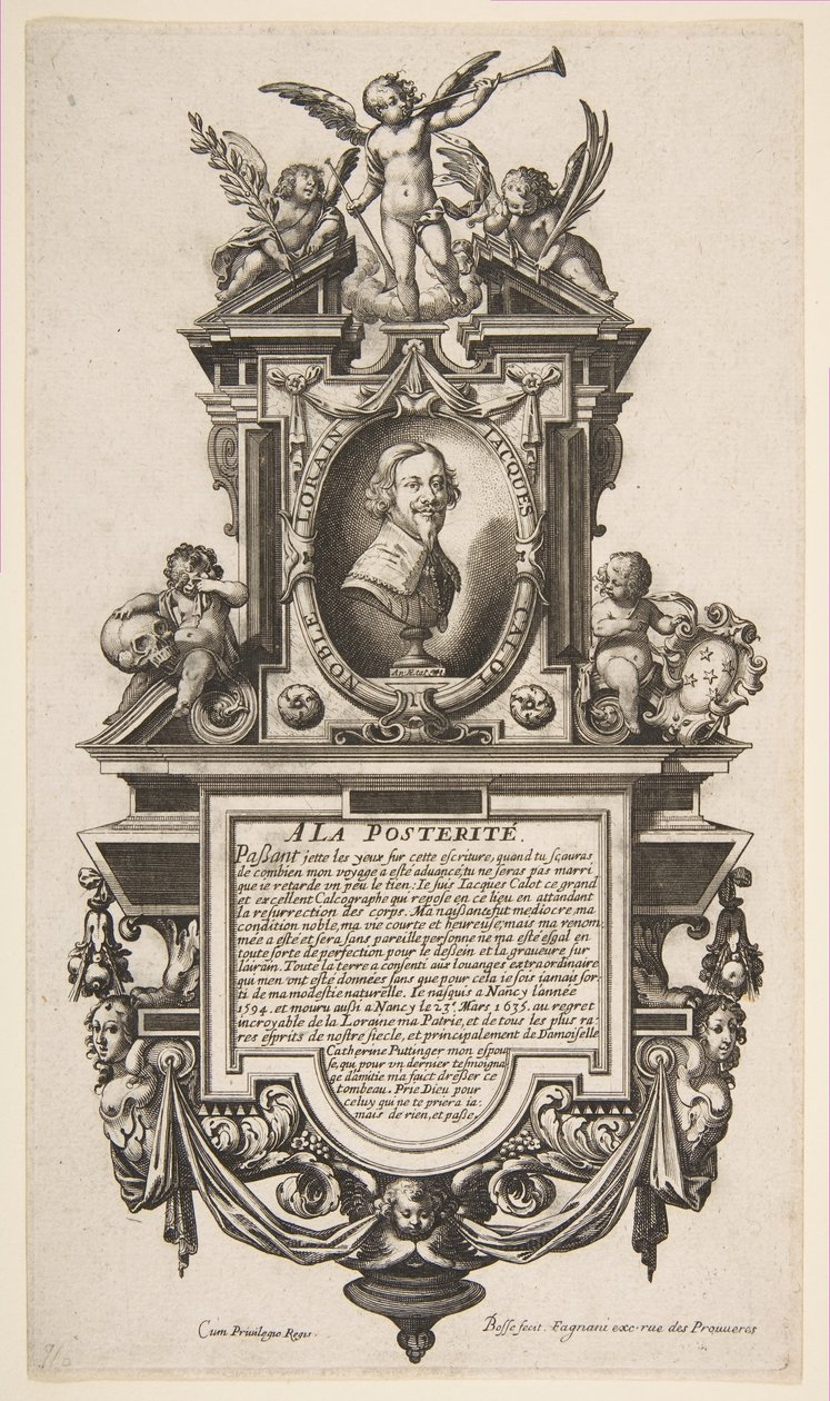 Portræt af Jacques Callot, ca. 1636. af Abraham Bosse
